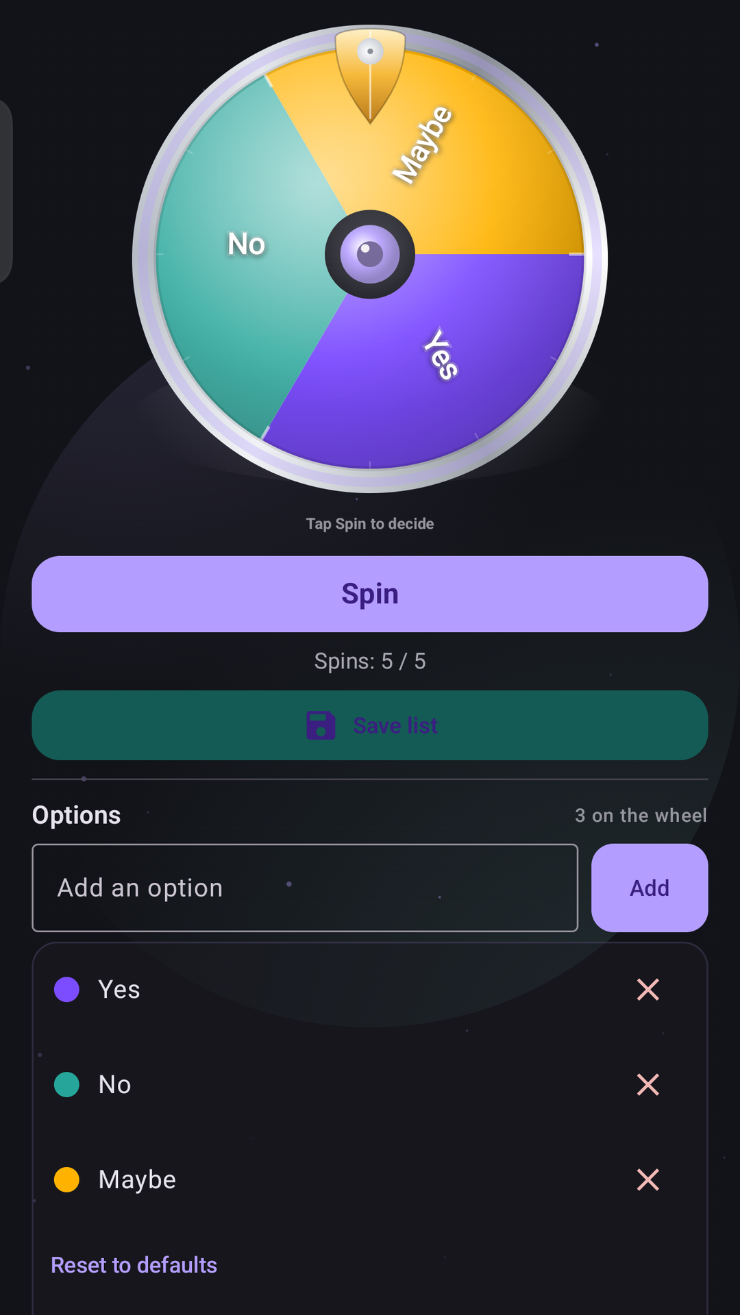 Decide It! decision wheel